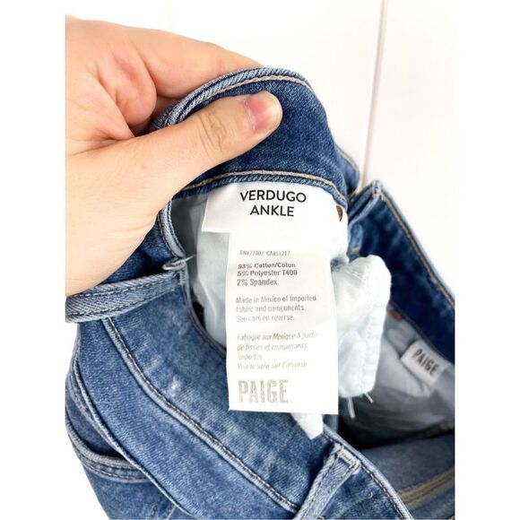 PAIGE Verdugo Ankle Skinny Jeans Jules Destructed‎ Worn Away Hem Size 26 - Picture 11 of 13
